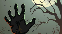 drawing of a hand upraised like a zombie